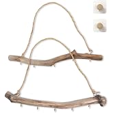 Qenk 2Pcs Driftwood Wall Decor, 15 Inch Branch Jewelry Organizer, 5 Hooks | Driftwood wall decor with natural branches, 5 hooks jewelry organizer for boho, farmhouse, rustic and coastal home decor