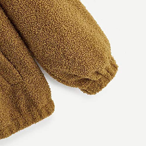 Sanyyanlsy Women's Autumn Casual Solid Color Long Sleeve Bear Ears Pocket Hoodie Jacket Coat Ladies Winter Pullover Tops Khaki