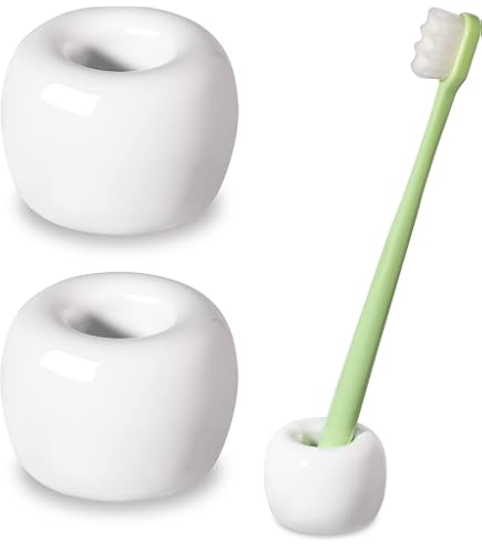 FONMY Mini Acrylic Toothbrush Holder - Seashell Design, Bathroom Vanity Organizer, Pack Of 2, Sea Blue