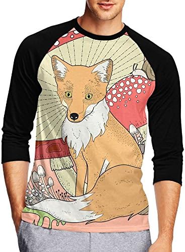 Boy 3/4 Sleeve Baseball Tee Shirt Fox Under The Plant