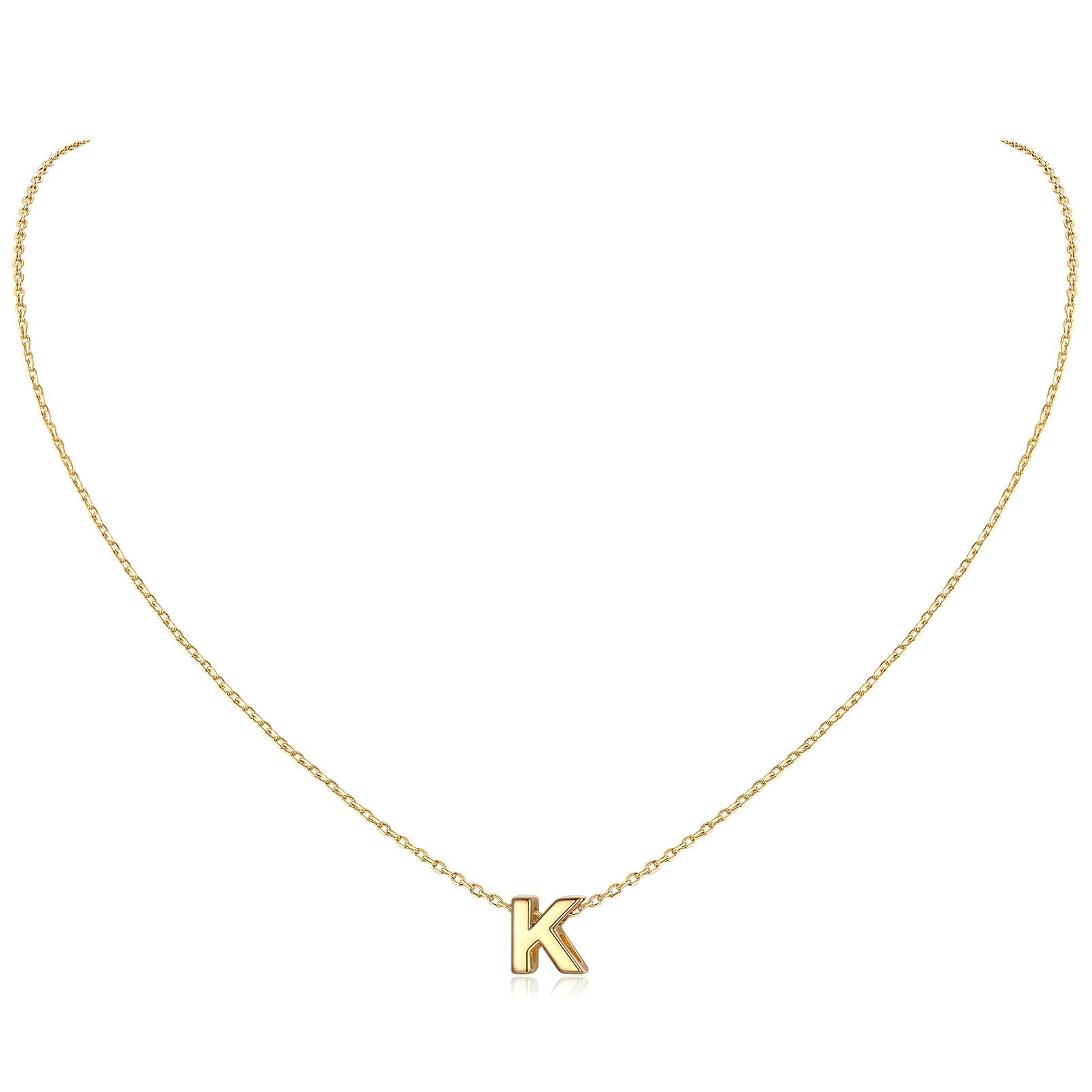 ChicSilver Necklaces for Women Initial Jewellery Gold Sterling Silver Letter K Choker Necklace 925 Silver Alphabet Jewelry for Her