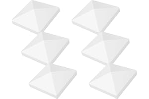 GKOLED 6-Pack 4" x 4" Pyramid White PVC Vinyl Post Top Caps (Only for Vinyl Post with Actual Size of 4" x 4", Not for Wood Posts), Suitable for Fences, lamp, Deck, Mailbox Posts