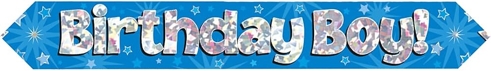 OakTree 9ft Birthday Boy Blue Holographic Banner