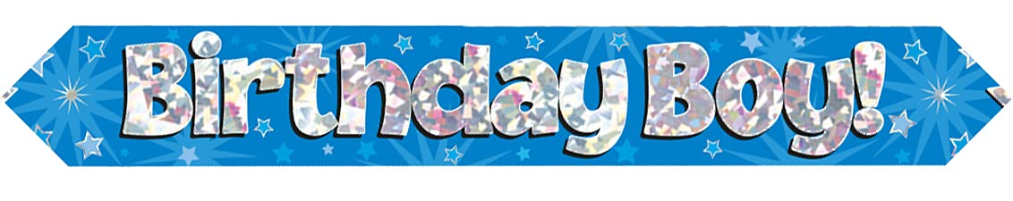 9ft Banner Birthday Boy Blue Holographic