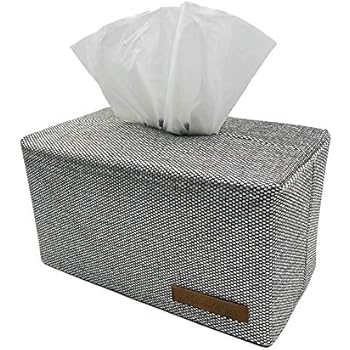 Modern Design Polyester Blend Tissue Box Cover for Disposable Paper Facial Tissues, Stylish Rectangular Napkin Holder for Storage on Bathroom Vanity, Countertop, Bedroom, Night Stand, Desk (Gray)