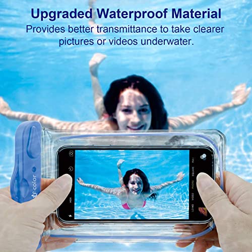 Waterproof Phone Pouch, 4 Pack F-color Clear Waterproof Phone Case Dry Bag Compatible for iPhone 13 12 Pro Max, 11, XS, XR, X, Galaxy S9+, S10, Google Pixel, Blue Black Orange Pink