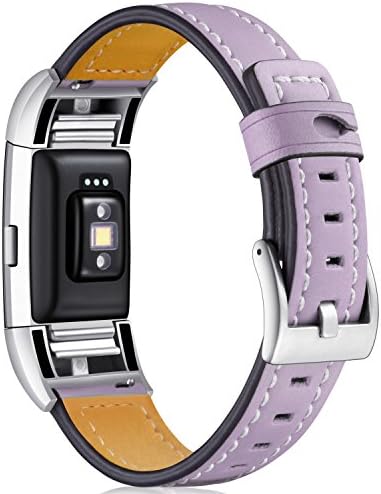 Dizywiee for fitbit charge 2 bands, Fitbit charge 2 accessory wristband with stainless steel connector, Genuine leather charge 2 replacement bands women men