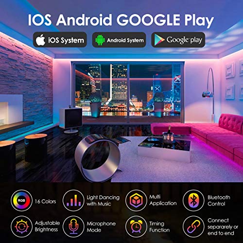 65.6ft LED Strip Lights BFULL RGB 5050 LED Strips with 40 Keys & Remote Bluetooth Controller, 12V Color Changing LED Lights for Bedroom Kitchen Home Party DIY Decoration