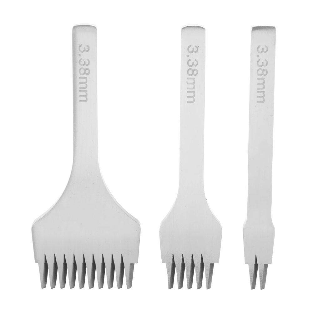 Leather Craft Tools, White Steel 2/5/10 Punch Prong Tool Set, Lacing Stitching Chisel Set for Leather Crafts, Hole Punch Tool Set
