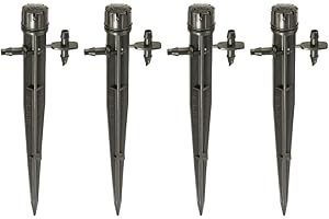 Rain Bird MBF4PKS Drip Irrigation Micro-Bubbler on Stake, 360° Full Circle Pattern, 0-3' Spray Distance, 4-Pack