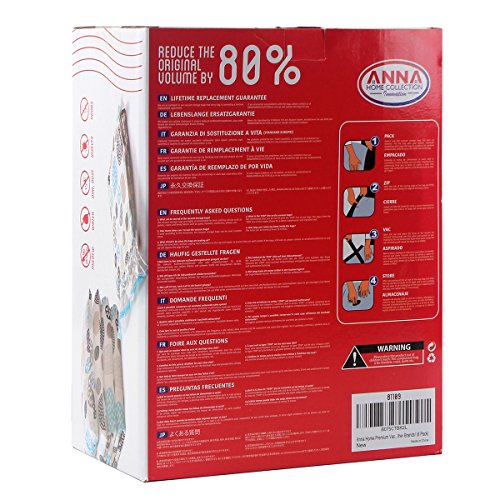 Anna Home Premium Jumbo Vacuum Storage Bags 8 Pack (Lifetime Replacement Guarantee) (Works With Any Vacuum Cleaner + FREE Hand-Pump for Travel!) 80% More Compression Than Other Brands! - Thumbnail 4