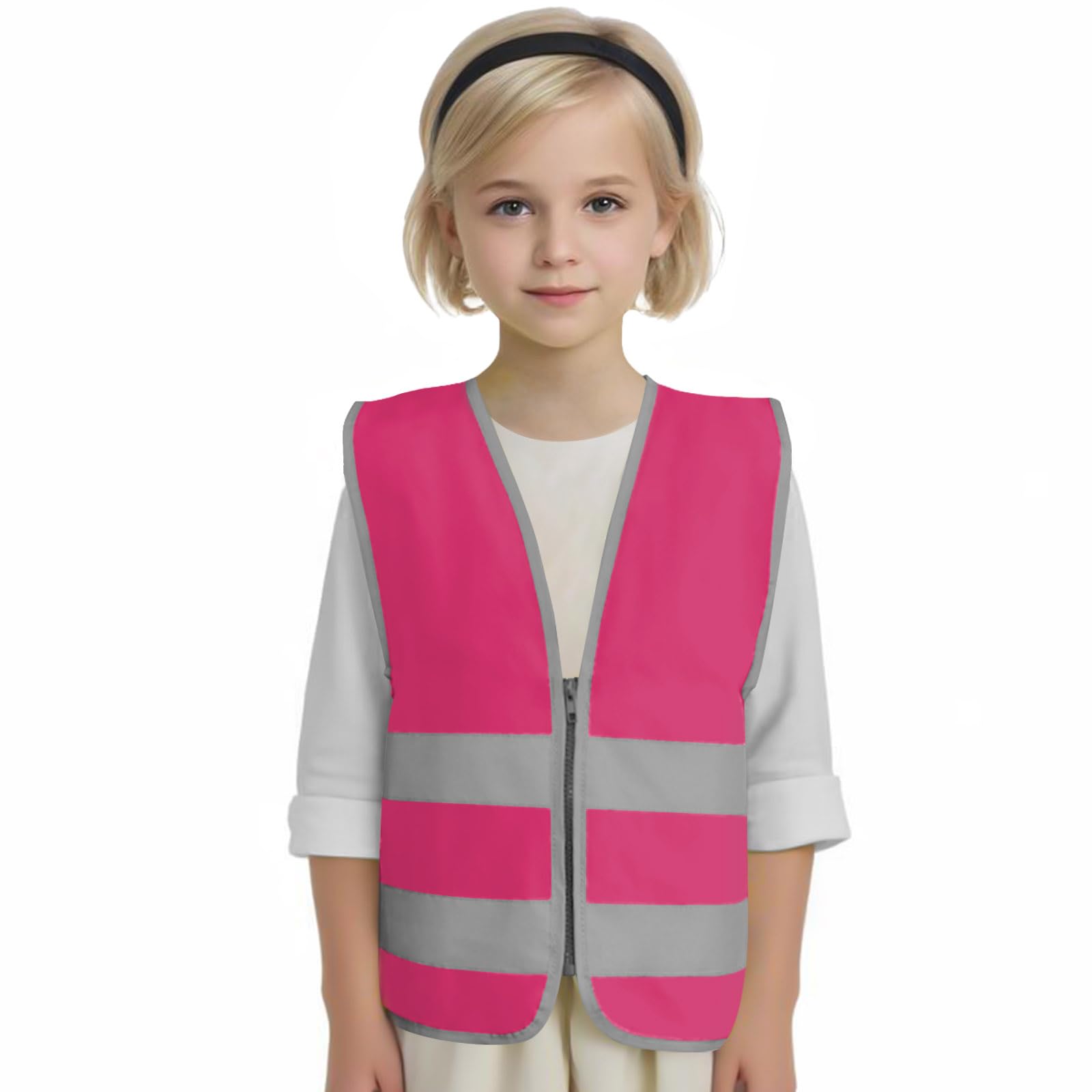 Graunton High Vis Vest for Kids - Rose Red, XXS, Safety Vest with Zipper for Biking, Walking & Commuting — image 1