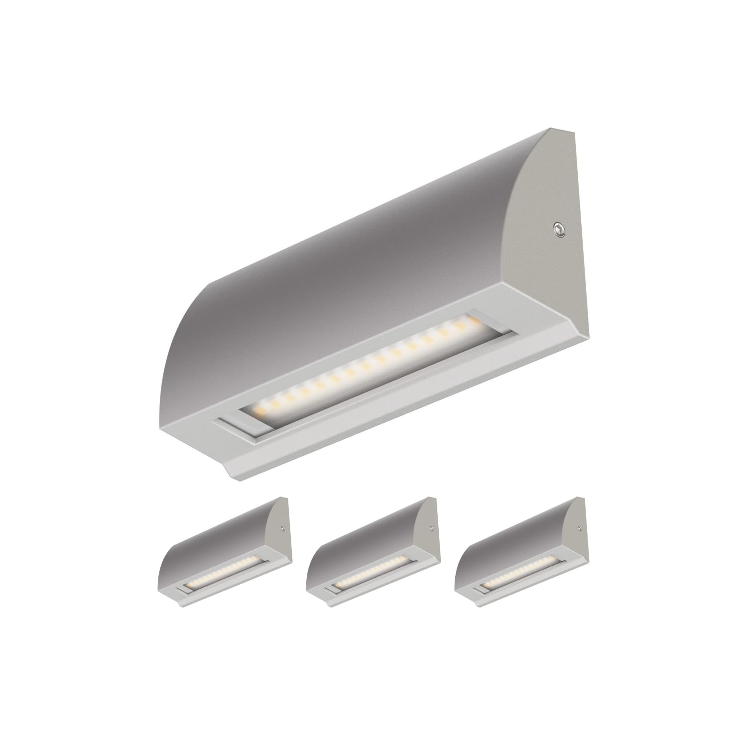 ledscom.de 4 LED wall Light/Staircase Light SEGIN for Outdoors, IP54, Flat, Downlight, Grey matt, Angular, 3.8 W, 265lm, Warm White