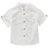 MOMOLAND Toddler Little Big Boys Short Sleeves Button Down Shirt Linen Design