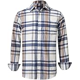 Double Pump Mens Flannel Shirts Cotton Long Sleeve Casual Regular Fit Button Down Plaid Shirts