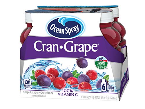 OCEAN SPRAY CRAN-GRAPE JUICE DRINK, 10 OUNCE BOTTLE (PACK OF 6)