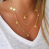 TOOPOOT(TM) Women Multilayer Irregular Paillette Bead Chain Statement Necklace