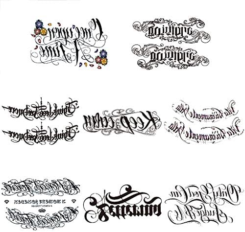 Amazon Co Jp Cargen タトゥーシール 文字 アルファベット 英文字 レタリング 防水刺青 入れ墨シール アートステッカー 8枚セット 210 148mm 服 ファッション小物