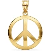 Charm America - Gold Peace Sign Charm - 10 Karat Solid Gold - Peace Pendant