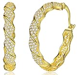 Diamond Hoop Earrings 18k Gold Plated Womens Roseate Noble Jewelry