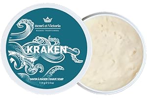 Henri et Victoria Traditional Shaving Soap For Men | Kraken Fragrance | Smooth Shave, Lathers Up Nicely, Long-Lasting Scent | Canadian Made by Skilled Artisan 114 g (4 oz)