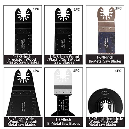 Oscillating tool blades, HEMUNC oscillating multitool saw blades accessories kit 64pcs for Dewalt Fein Multimaster Bosch Dremel Makita Milwaukee Rockwell Ryobi Black & Decker Craftsman Ridgid