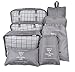 Belsmi 8 Set Packing Cubes - Waterproof Mesh Compression Travel Luggage Packing Organizer with Shoes Bag (Grey)