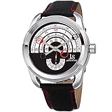 Joshua & Sons Men's Quartz Stainless Steel and Leather Casual Watch, Color:Black (Model: JX129RD)