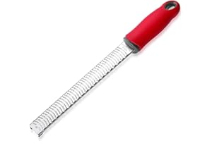 Cheese Grater for Cheese, Ginger, Chocolate, Spices and More, Stainless Steel, with Handle, Easy Clean (Red)