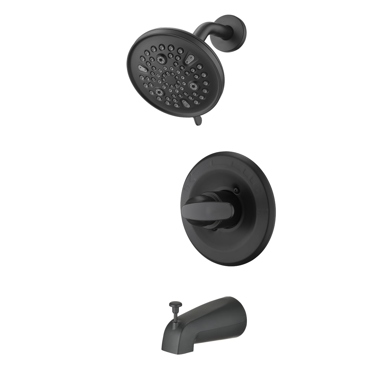 Photo 1 of Replacement Bathtub Faucet Trim Kit for 1300/1400 Series, 9-Setting High Pressure 5.5" Round Rain Shower Head& Handle Set, Matte Black(Valve& Catridge Not Inclued)