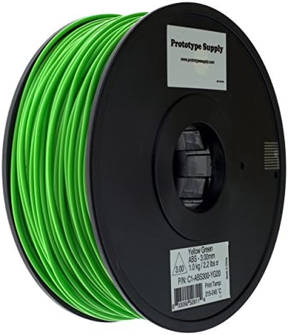 Prototype Supply 3mm ABS Yellow-Green 3D Printing Filament, 1kg (2.2 pounds)