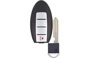 Replacement Smart Key Fob Remote with Insert Key for Nissan Altima (2007-2013), Maxima (2009-2014), Murano (2010-2014), 4-But