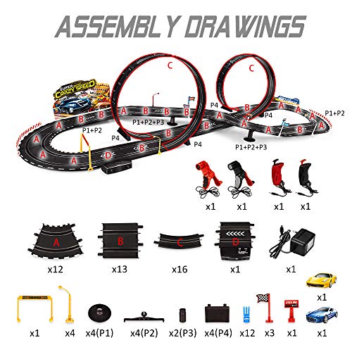 MAOXIAN Kids Toy - Electric Powered Slot Car Race Track Set Boys Toys for 3 4 5 6 7 8-16 Years Old Boy Girl Best Gifts