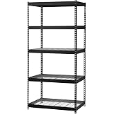 Edsal MROP3618W5B Steel Storage Rack, 5 Adjustable Shelves, 5000 lb. Capacity, 72" Height x 36" Width x 18" Depth, Black