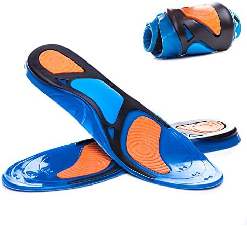 Gel Sports Insoles For Men & Women,Shock Absorption, Heel Protection,Relieve Foot Pain, Heel Pain and Against Plantar Fasciitis - Unisex Shoe Insoles (Size 8-13,1 Pair)