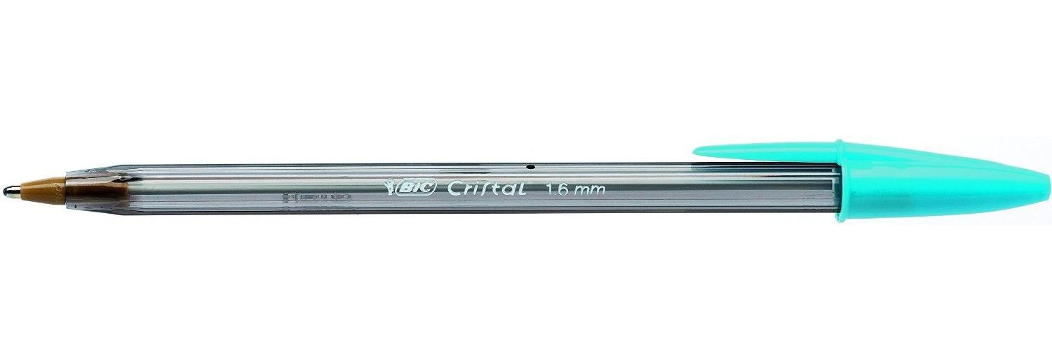BIC Cristal Fun Ballpoint Pens, Wide Point (1.6 m), Box of 20, Turquoise Colour - Bold Smudge-Proof Writing