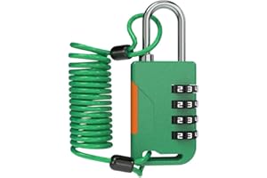 UP Security Combo Lock with Retractable Cable (91cm), Cable Padlock Combination, Ski Lock for Outdoor Use, Luggage, Snowboard