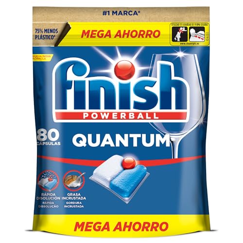 Powerball Quantum All in 1 Pastillas para el lavavajillas todo en 1, limpieza profunda y brillo superior, 80 pastillas