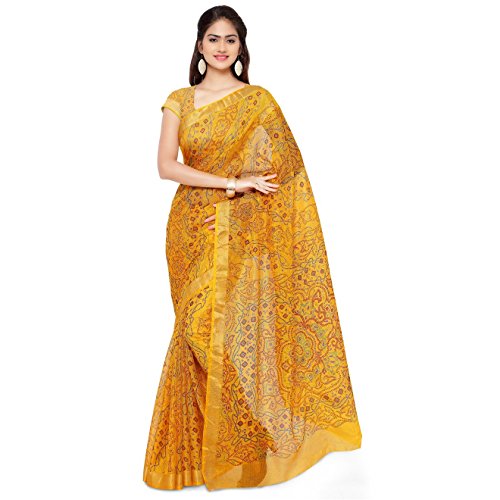 Rajnandini Women's Bandhani Printed Kota Silk Cotton Saree(JOPLSRS1052__Free Size)