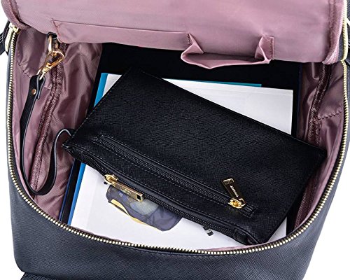 wild buddy black leather backpack for girls schoolbag casual daypack