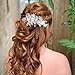 SWEETV Handmade Wedding Hair Clip Barrette Comb,Rhinestone Floral Bridal Wedding Hair Accessories for Brides Silver