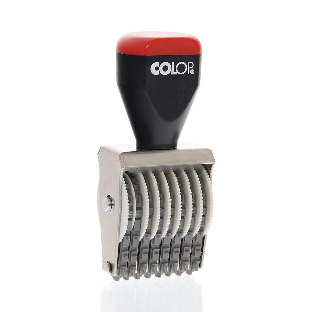 Colop 3mm Rubber Numbering Stamp, 8 Bands of Numbers, Robust Metal Frame for Frequent Use, 15.7x8.3x4.8 cm, Plastic and Metal, Rectangular, Stamp