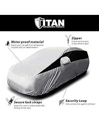 Titan   Funda para coche ligera para Toyota Prius, Mazda 3, Ford Focus y más (tamaño mediano, cubierta impermeable de 18.0 in, incluye cable y cierre y cremallera para puerta del conductor)
