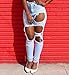 TheFoud Women Casual Destroyed Ripped Distressed Skinny Denim Jeans (Light blue, S)