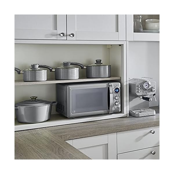 Swan Retro Digital Microwave Grey, 20 L, 800 W, 6 Power Levels Including Defrost Setting, SM22030GRN