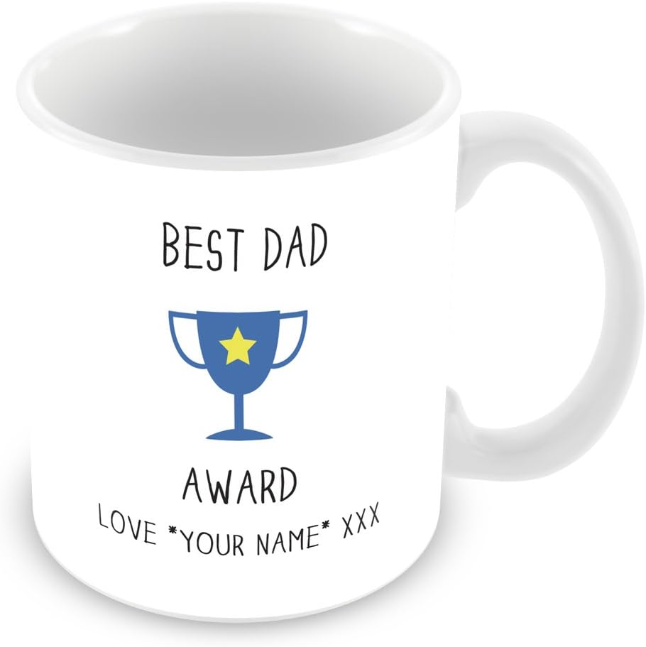 Best Dad Award Trophy Personalised Mug/Cup (Add Name Who Mug is from) Personalised Gift Blue