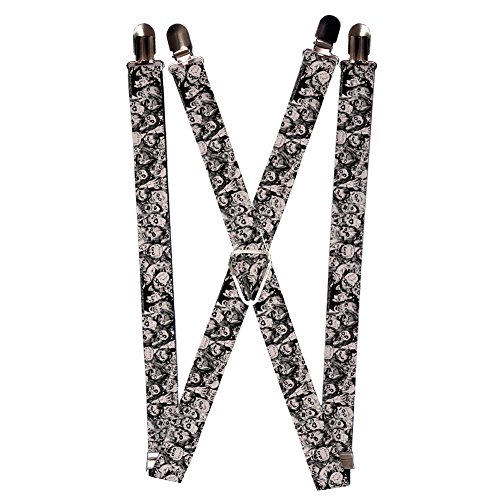 Scary Zombie Face All Over Collage Suspenders