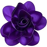 FUTIMELY Dainty Satin Fabric Rose Flower Large Brooch Pin Handmade Big Camellia Brooch Lapel Pins Wedding Party Dance Banquet Dress Suit Ceremony Clothes Accessories Jewelry Gifts for Women (Purple)