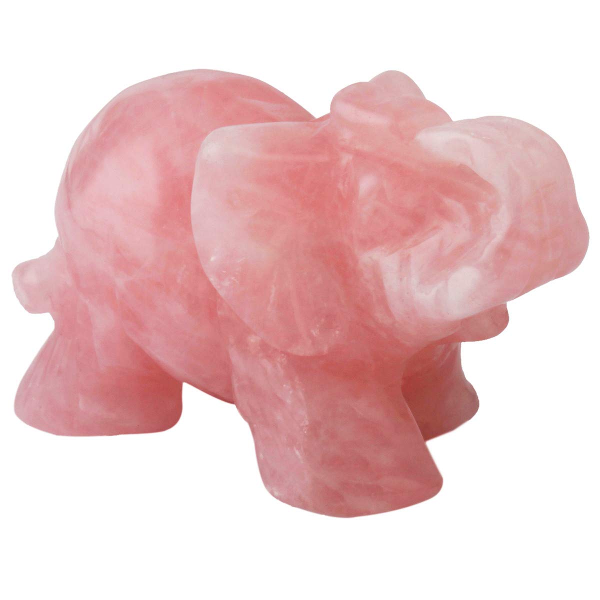 Nupuyai Rose Quartz Carved Crystal Animal Elephant Statue Figurine, Good Luck Gift Energy Healing Mini Crystal Ornament for Home Office Decor