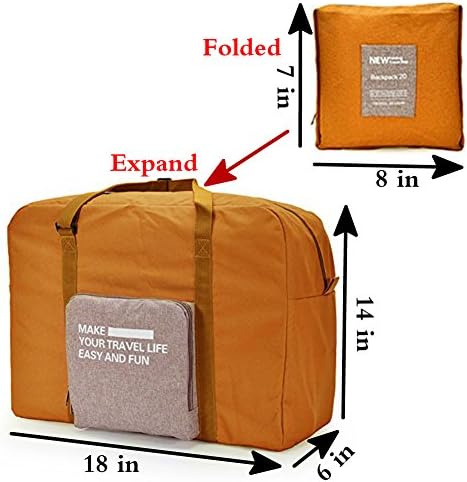 Rocoke Travel Duffel Bag Foldable Lightweight Waterproof Large Capacity Luggage Bag (Yellow)